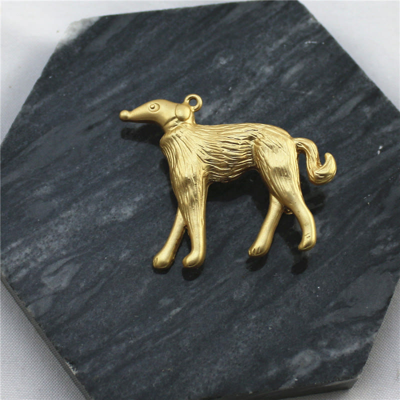 Spilla a catena in oro con dama e cane - image 3
