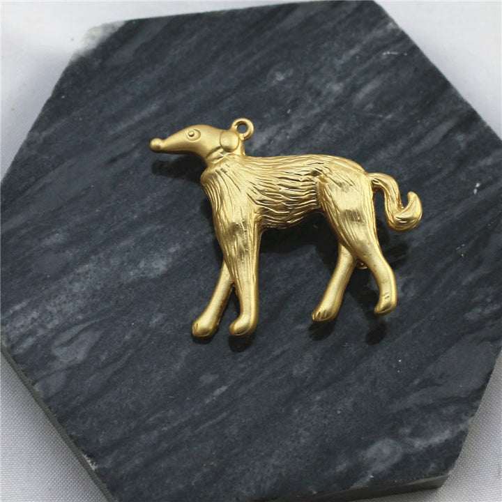 Spilla a catena in oro con dama e cane - image 3