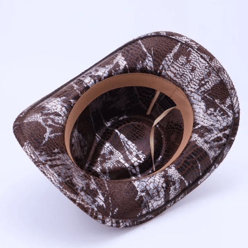Cappello da cowboy da uomo con cintura nera turchese e motivo coccodrillo - image 4