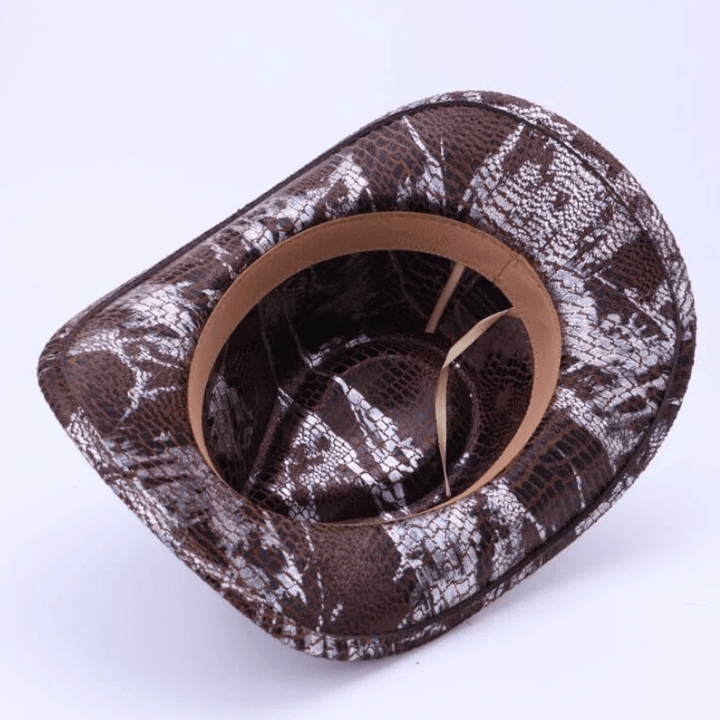 Cappello da cowboy da uomo con cintura nera turchese e motivo coccodrillo - image 4