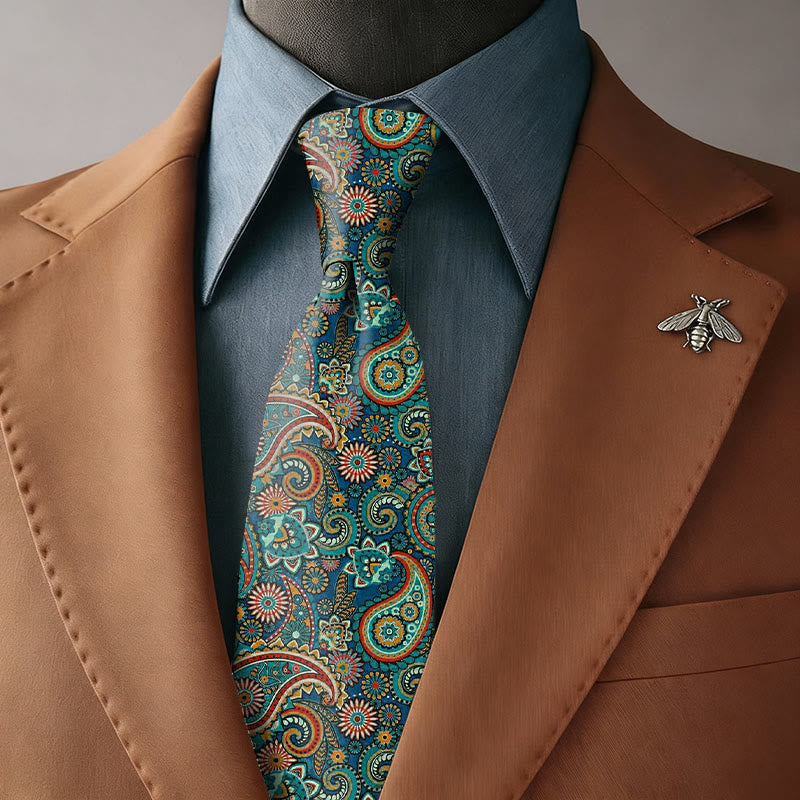 Cravatta da uomo con stampa floreale Paisley Exquisite Cashew - Cravatta - image 0