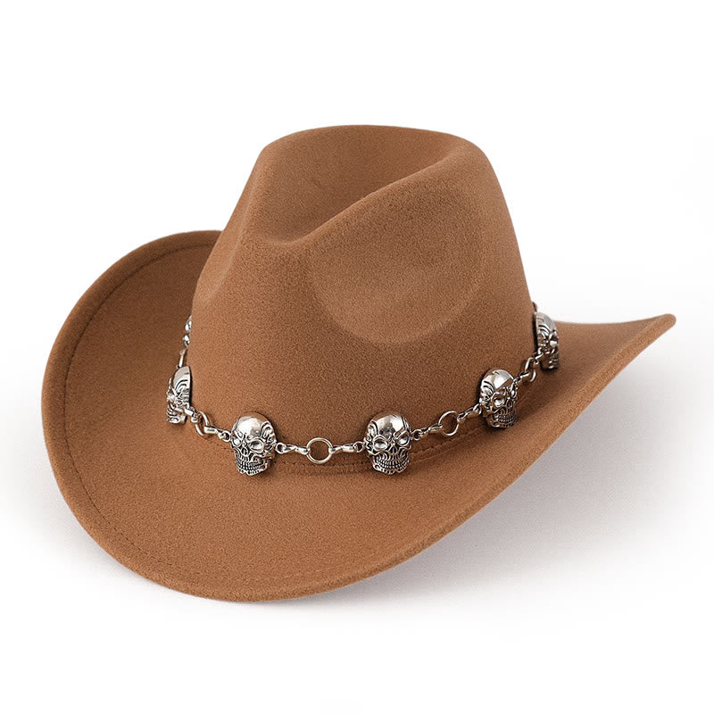 Cappello da cowboy da uomo con catena e teschio - Cammello - M (22"-22 7/8") - image 4