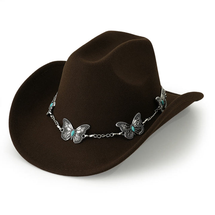 Cappello da cowboy da uomo con catena a farfalla - Marrone scuro - M (22"-22 7/8") - image 19