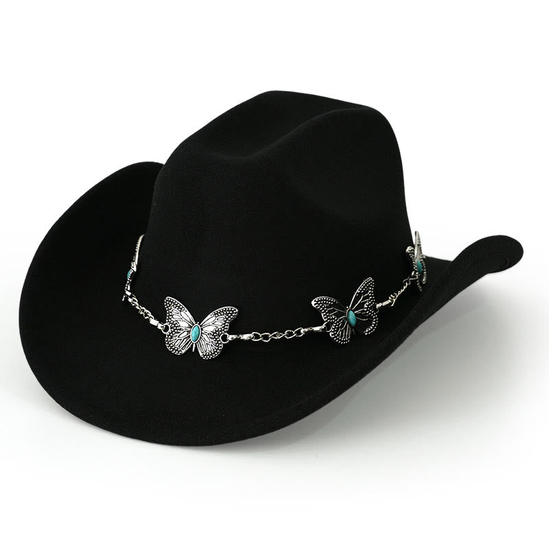 Cappello da cowboy da uomo con catena a farfalla - Nero - M (22"-22 7/8") - image 7