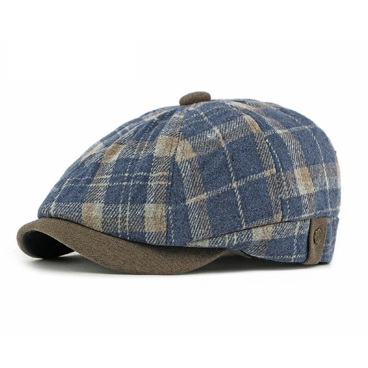Cappello basco da uomo con tesa a contrasto scozzese vintage invernale - Blu - Regolabile (21 5/8"-23 1/4") - image 0