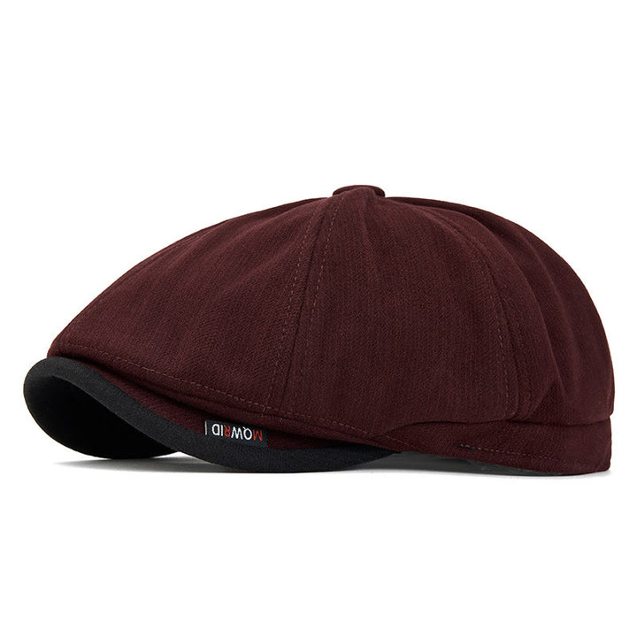 Cappello basco da uomo con visiera a contrasto e trama in maglia retrò invernale - Borgogna - Regolabile (22 1/2"-24") - image 8