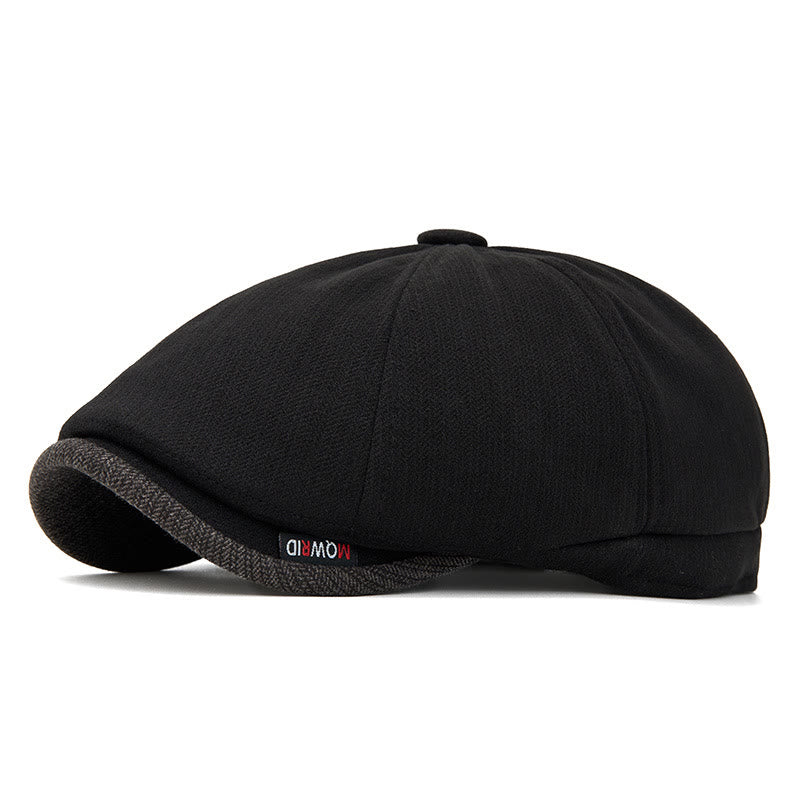 Cappello basco da uomo con visiera a contrasto e trama in maglia retrò invernale - Nero - Regolabile (22 1/2"-24") - image 6