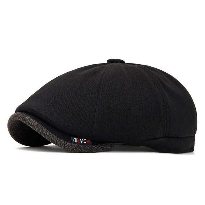 Cappello basco da uomo con visiera a contrasto e trama in maglia retrò invernale - Nero - Regolabile (22 1/2"-24") - image 6