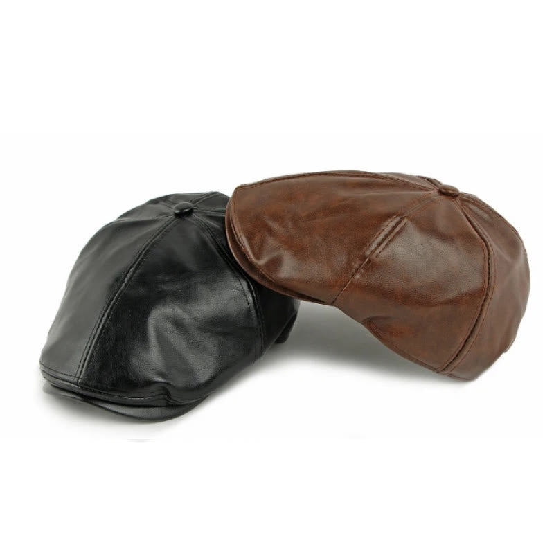 Cappello basco invernale vintage da uomo in similpelle - image 7