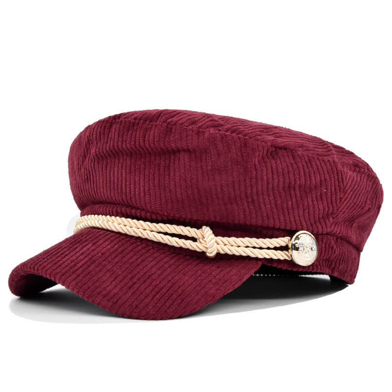Cappello basco in stile marinaio con fascia intrecciata in velluto a coste - Borgogna - M (22"-22 7/8") - image 9