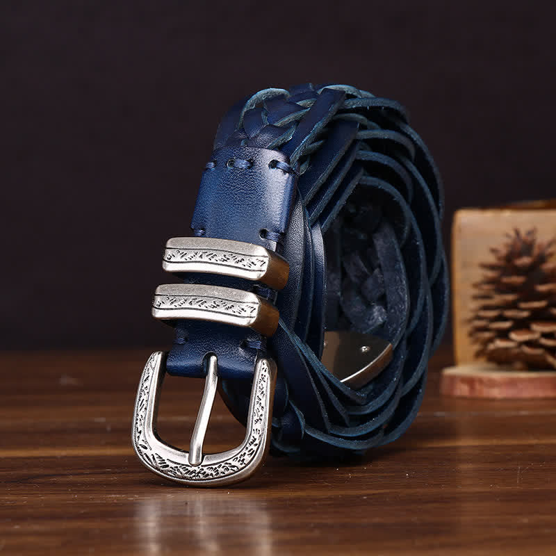 Cintura casual in pelle intrecciata a mano con fascino rustico - image 15