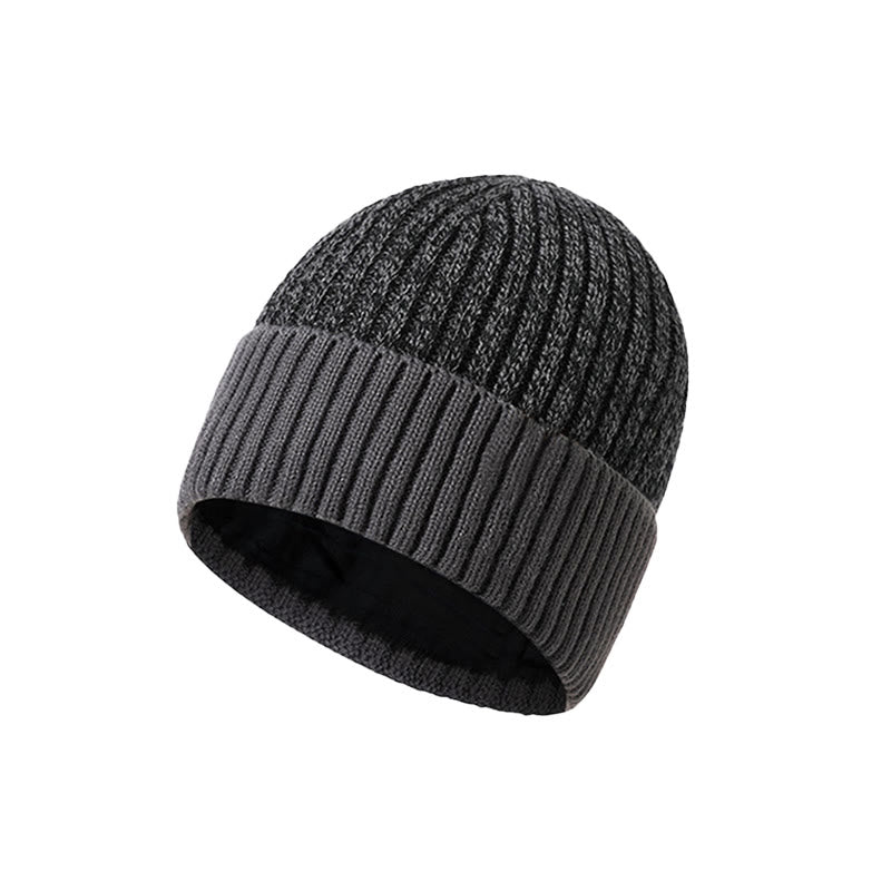 Berretto invernale da uomo in maglia con fodera in pile caldo - Grigio scuro - Regolabile (circa 21 5/8"-23 1/4") - image 4
