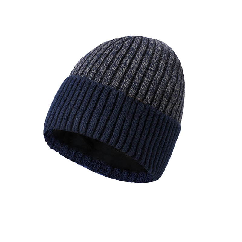 Berretto invernale da uomo in maglia con fodera in pile caldo - Blu navy - Regolabile (circa 21 5/8"-23 1/4") - image 5