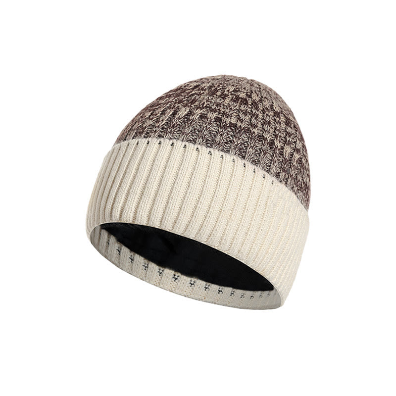 Berretto invernale da uomo in maglia con fodera in pile caldo - Beige - Regolabile (circa 21 5/8"-23 1/4") - image 3