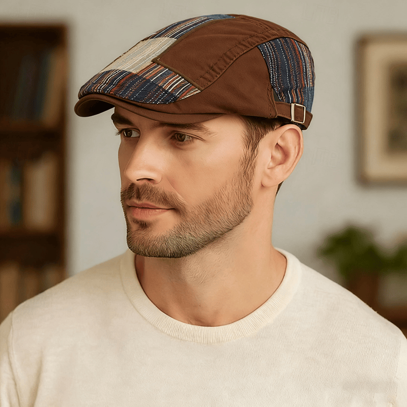 Cappello invernale da uomo con patchwork retrò colorato - image 0