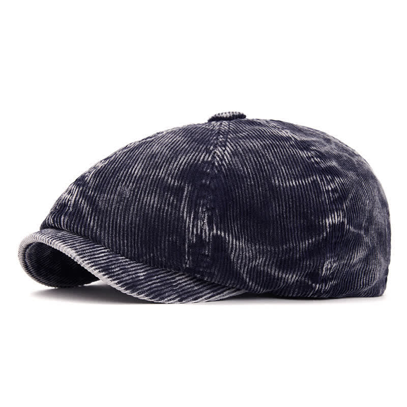 Cappello da giornalaio in velluto a coste tinta unita di ispirazione retrò - Marina - Regolabile (22 1/2"-24") - image 8