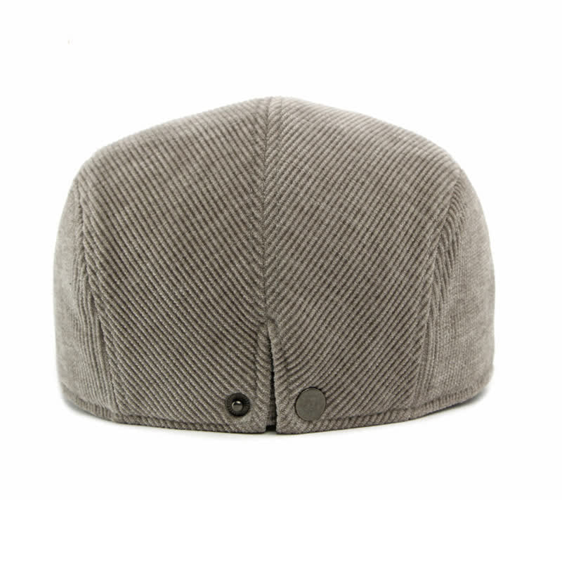 Cappello basco moderno con tesa a contrasto in velluto a coste e parte superiore piatta - image 7