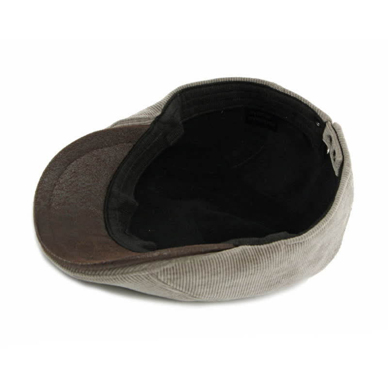 Cappello basco moderno con tesa a contrasto in velluto a coste e parte superiore piatta - image 8