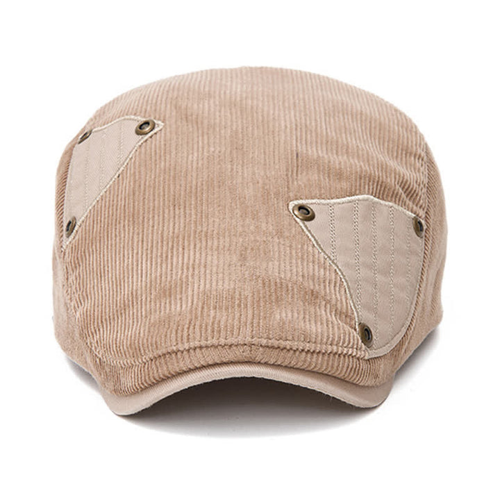 Cappello basco in velluto a coste con toppe a contrasto, stile street chic - image 2