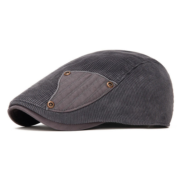 Cappello basco in velluto a coste con toppe a contrasto, stile street chic - Grigio - Regolabile (22"-24") - image 10