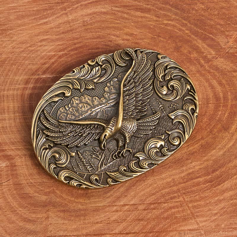Cintura in pelle con fibbia in rilievo Western Flying Eagle da uomo - image 3
