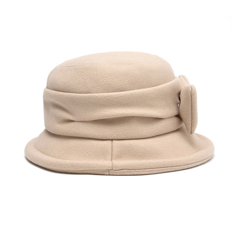 Cappello da pescatore in feltro morbido con fiocco decorativo da donna - image 3
