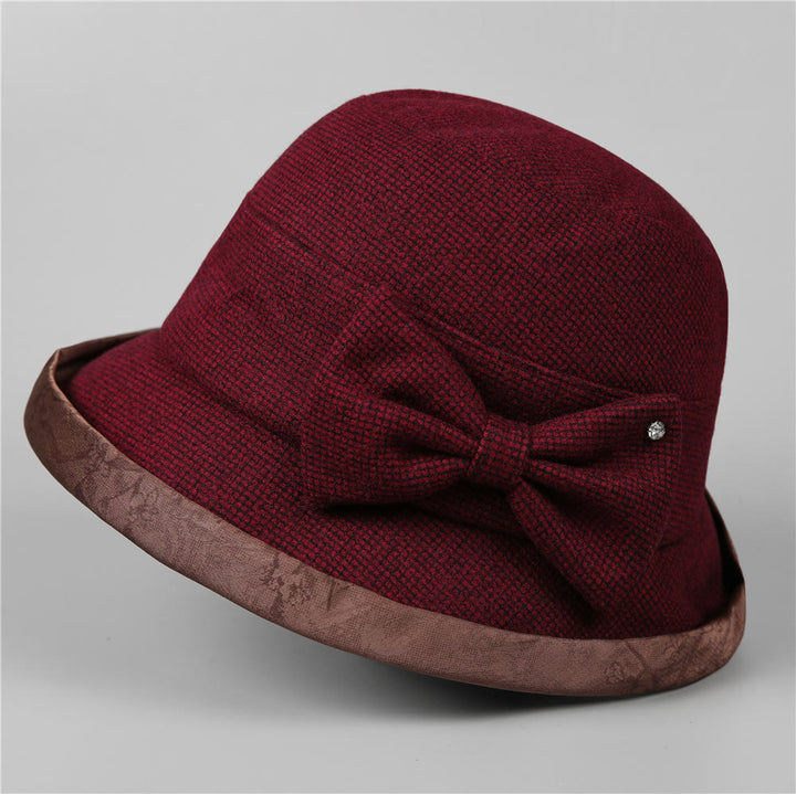 Cappello da pescatore elegante da donna con fiocco scozzese e finiture in strass - Borgogna - M (22-22 7/8") - image 7