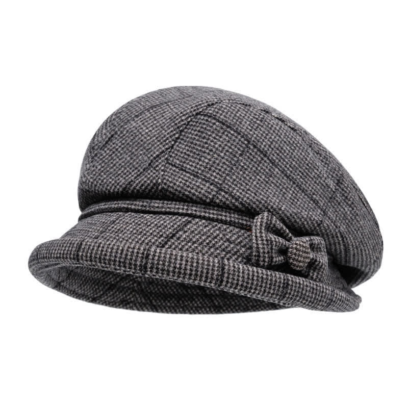 Cappello caldo con fiocco scozzese da donna - Grigio - M (22-22 7/8") - image 0