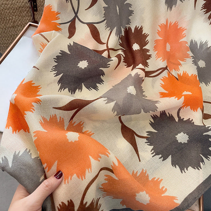 Sciarpa leggera e versatile multicolore con stampa floreale chic da donna - image 7