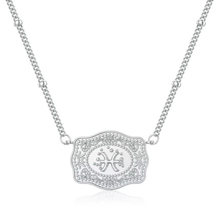 Collana in argento con dodici segni zodiacali in rilievo - Pesci - image 7