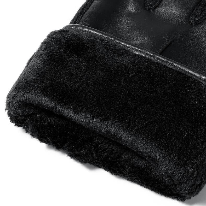 Guanti invernali da uomo in pelle con fodera in pile e touchscreen - image 3