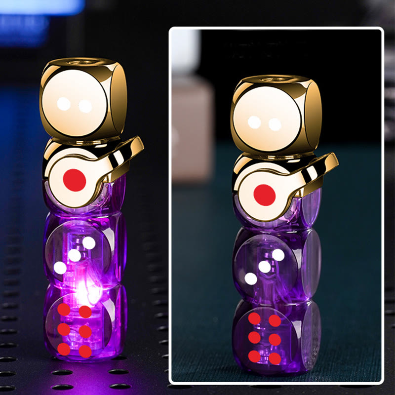 Accendino ricaricabile a butano a forma di dado impilato luminoso - Viola - image 3