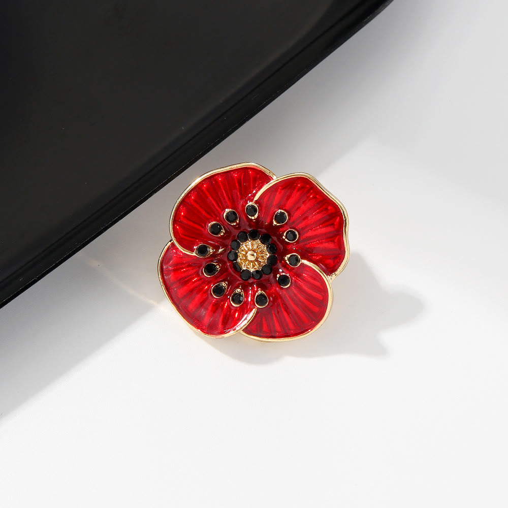 Spilla con finiture in argento impreziosita da gemme di papavero rosso - image 6
