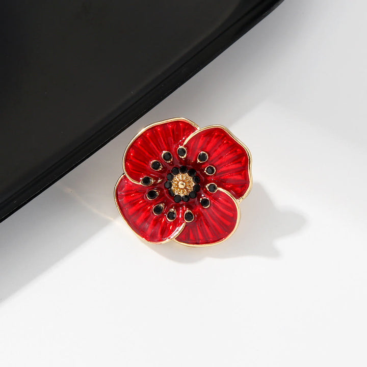 Spilla con finiture in argento impreziosita da gemme di papavero rosso - image 6
