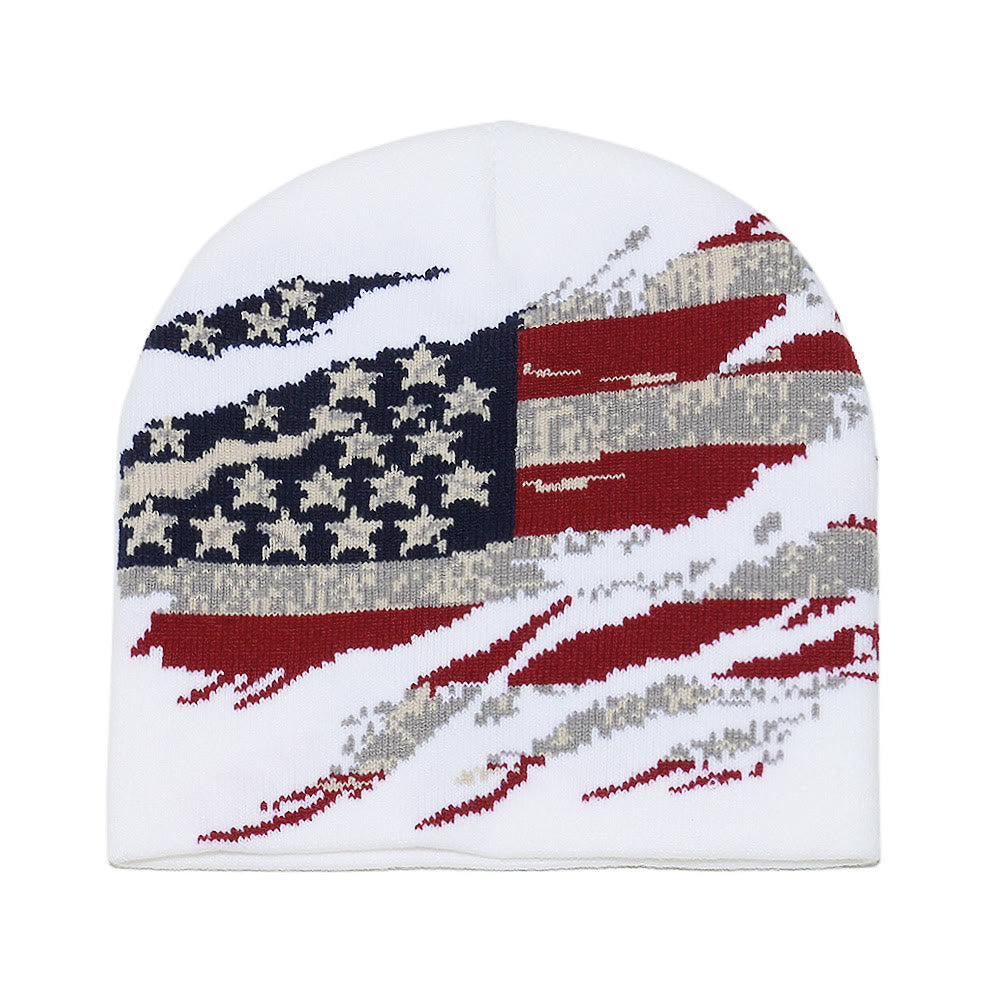 Cappello da uomo lavorato a maglia multicolore con motivo bandiera americana effetto consumato - Bianco - 58 (22 7/8") - image 5