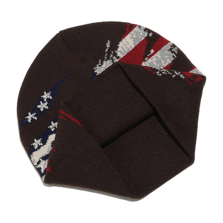 Cappello da uomo lavorato a maglia multicolore con motivo bandiera americana effetto consumato - image 4