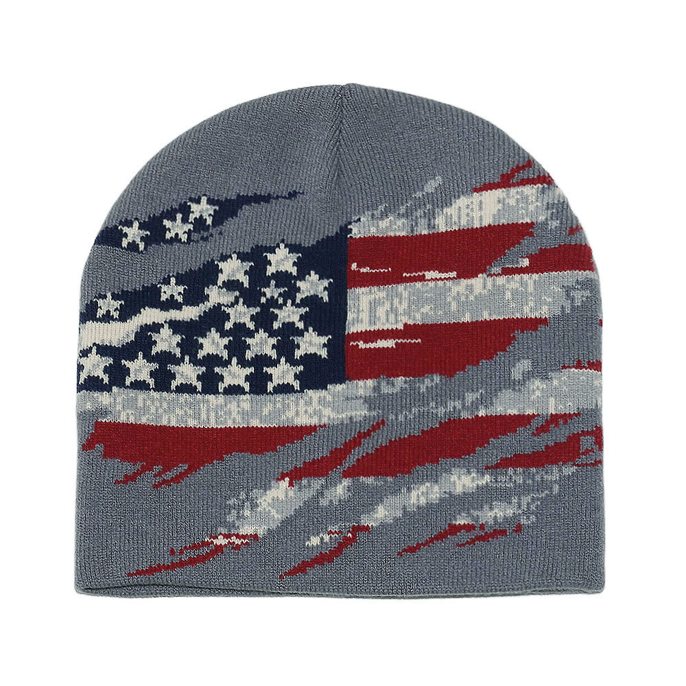 Cappello da uomo lavorato a maglia multicolore con motivo bandiera americana effetto consumato - Grigio - 58 (22 7/8") - image 7