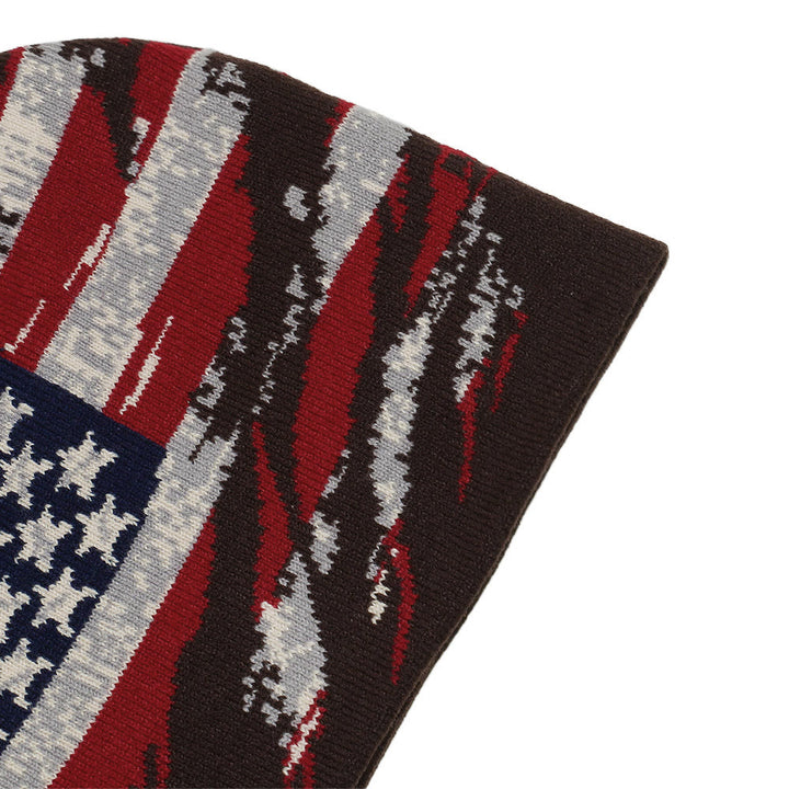 Cappello da uomo lavorato a maglia multicolore con motivo bandiera americana effetto consumato - image 9