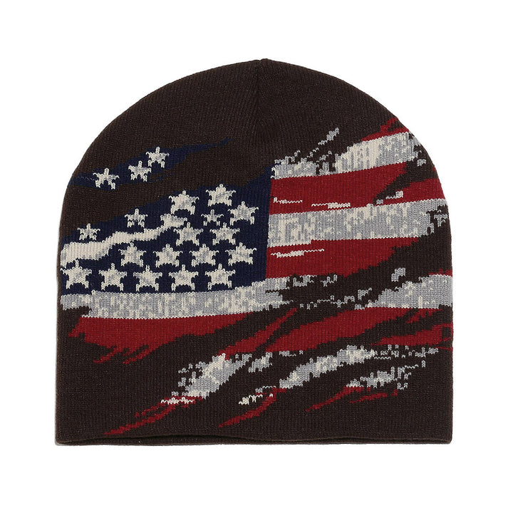 Cappello da uomo lavorato a maglia multicolore con motivo bandiera americana effetto consumato - Caffè - 58 (22 7/8") - image 8
