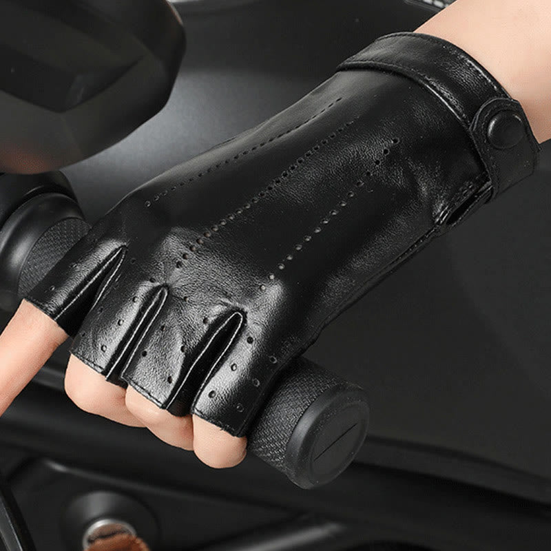 Guanti da ciclismo traspiranti e protettivi in pelle da donna, con mezze dita - image 4
