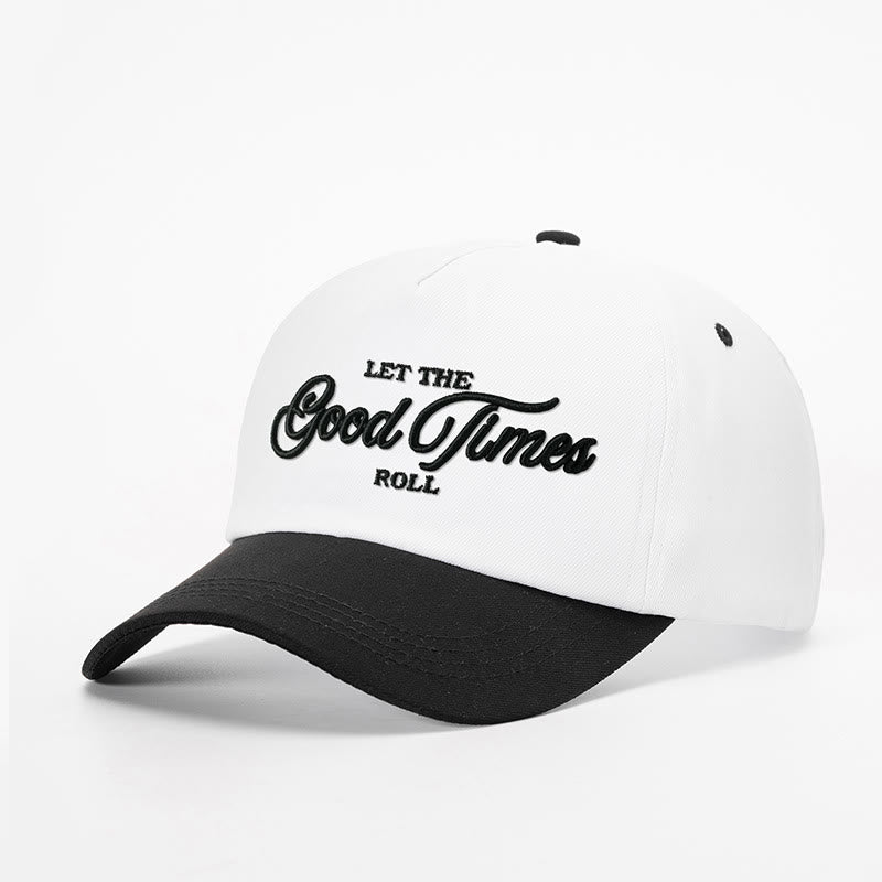 Cappellino da baseball bicolore ricamato Let the Good Times Roll - bianco con nero - M (22-22 7/8") - image 1
