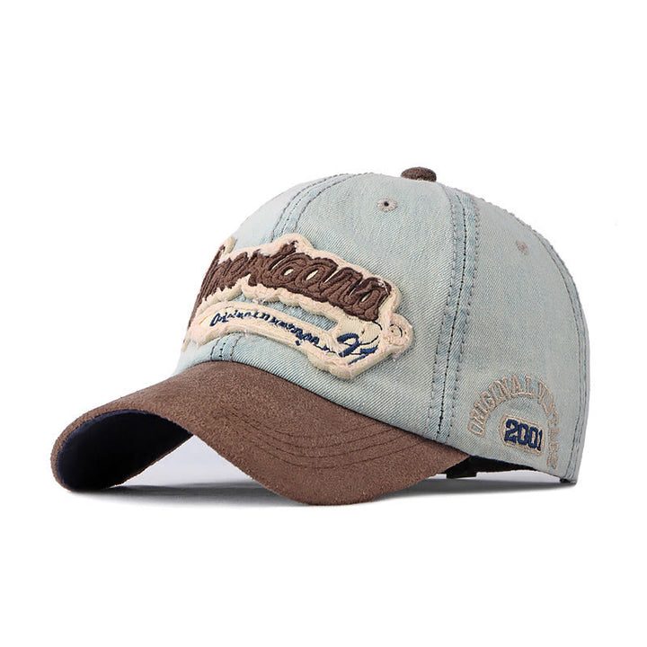 Cappellino da baseball vintage in denim e pelle scamosciata con patchwork - Azzurro chiaro - M (22''-22 7/8") - image 3
