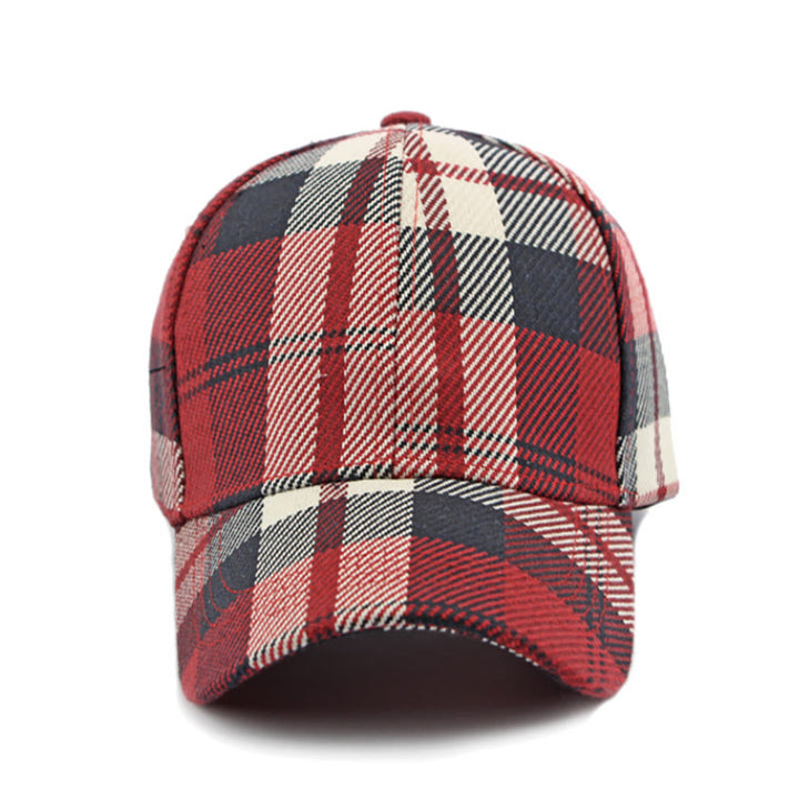Cappellino da baseball casual multicolore con motivo scozzese retrò - image 2
