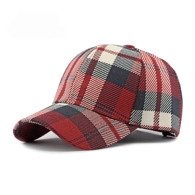 Cappellino da baseball casual multicolore con motivo scozzese retrò - Rosso - Regolabile (21 5/8''-23 5/8") - image 0