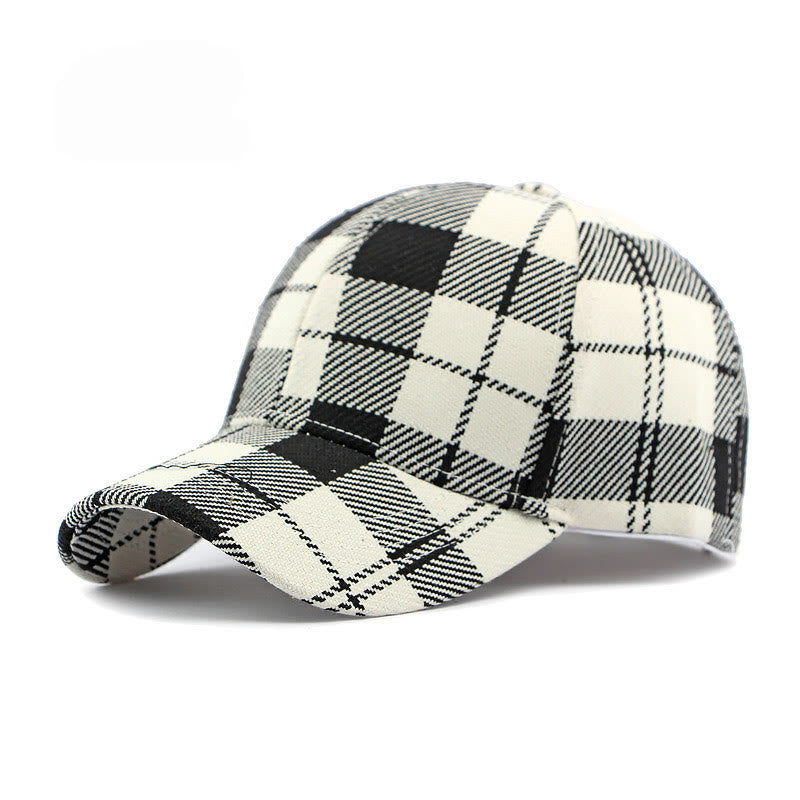 Cappellino da baseball casual multicolore con motivo scozzese retrò - Nero - Regolabile (21 5/8''-23 5/8") - image 4