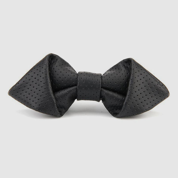 Papillon moderno di lusso in pelle a punta tinta unita - Punti neri - image 6