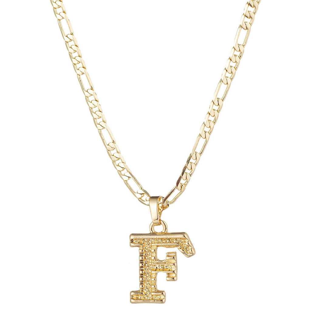 Collana con ciondolo a forma di lettera dorata semplice e nobile - F - image 8