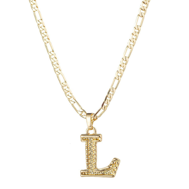 Collana con ciondolo a forma di lettera dorata semplice e nobile - L - image 13