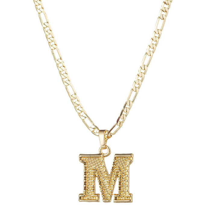 Collana con ciondolo a forma di lettera dorata semplice e nobile - M - image 14