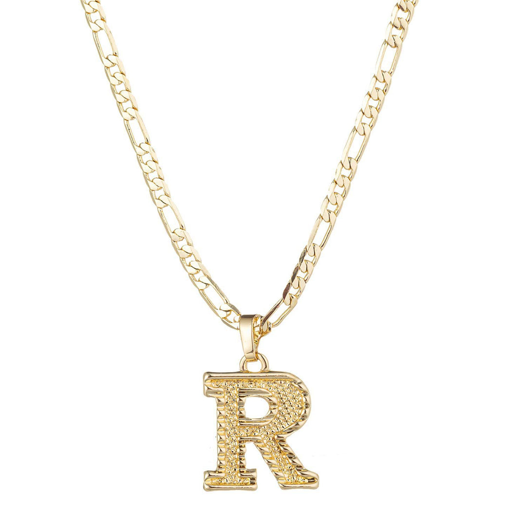 Collana con ciondolo a forma di lettera dorata semplice e nobile - R - image 19